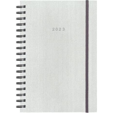 Ημερολόγιο ημερήσιο σπιράλ NEXT Fabric Plus με λάστιχο 12x17cm 2023 λευκό